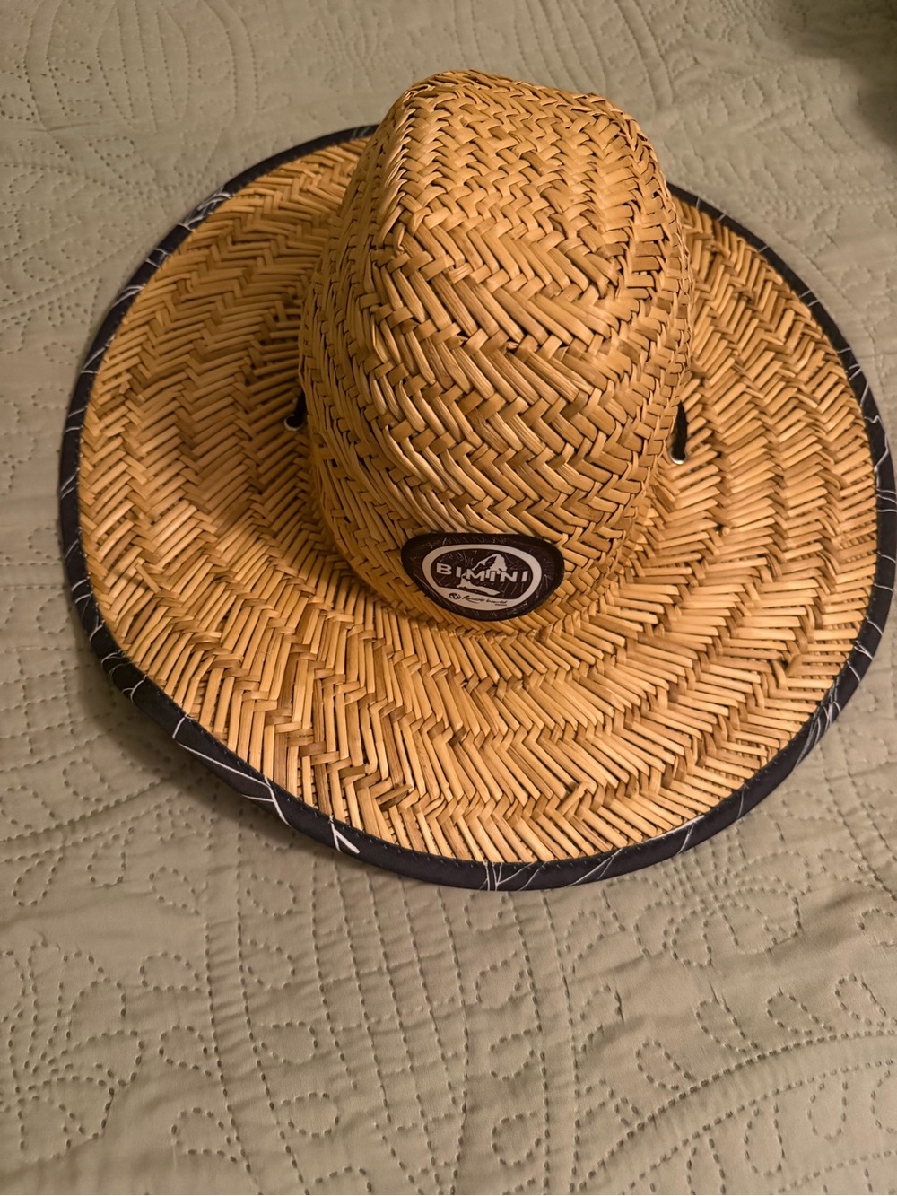 Bimini Natural Straw Sun Hat with Black Trim, Men’s/ Women’s